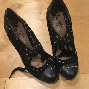 Seychelles high heel‎ leather shoes black 38.5